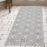 Indoor/Outdoor Area Rug/ Runner/ Doormat- Blue & Natural & Red & Taupe Color -Machine Washable, Weather and UV Resistant-Eliza