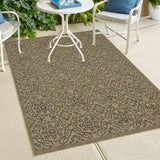 Indoor/Outdoor Area Rug/ Runner/ Doormat- Blue & Natural & Red & Taupe Color -Machine Washable, Weather and UV Resistant-Eliza