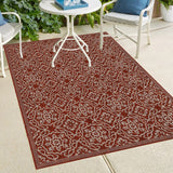 Indoor/Outdoor Area Rug/ Runner/ Doormat- Blue & Natural & Red & Taupe Color -Machine Washable, Weather and UV Resistant-Eliza