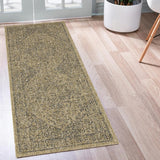 Indoor/Outdoor Area Rug/ Runner/ Doormat- Blue & Natural & Red & Taupe Color -Machine Washable, Weather and UV Resistant-Zaria