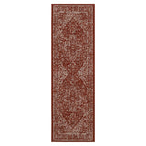Indoor/Outdoor Area Rug/ Runner/ Doormat- Blue & Natural & Red & Taupe Color -Machine Washable, Weather and UV Resistant-Zaria
