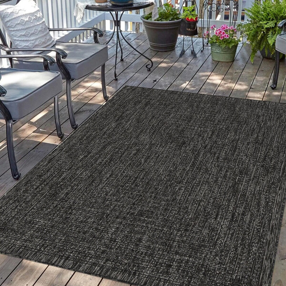 Indoor/Outdoor Area Rug/ Runner/ Doormat- Natural & Black & Red & Ivory Color -Machine Washable, Weather and UV Resistant-Viola