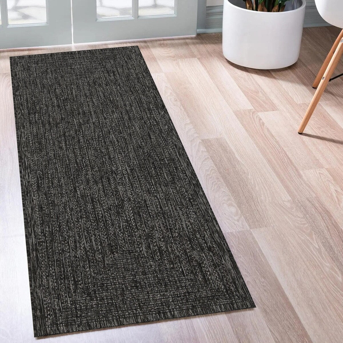 Indoor/Outdoor Area Rug/ Runner/ Doormat- Natural & Black & Red & Ivory Color -Machine Washable, Weather and UV Resistant-Viola