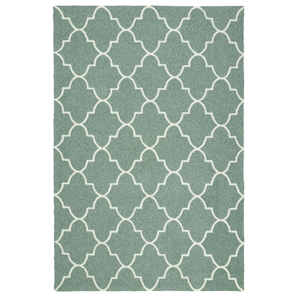 Indoor/ Outdoor Handmade Getaway Mint Tiles Rug (4'0 x 6'0) - 4' x 6'
