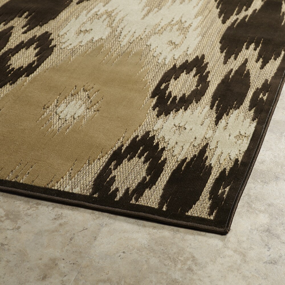 Indoor/Outdoor Luka Brown Ikat Rug (3'10 x 5'8) - 3'10" x 5'8"