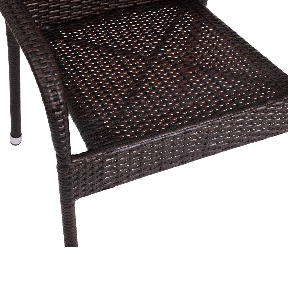 Indoor/Outdoor Stacking Steel Framed Wicker Dining Armchairs - 2 Pack