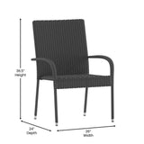 Indoor/Outdoor Stacking Steel Framed Wicker Dining Armchairs - 2 Pack