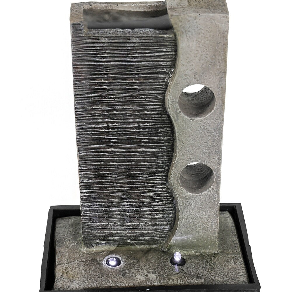 Indoor Slate Tabletop Fountain w/LED Light Meditation Feature for Home
