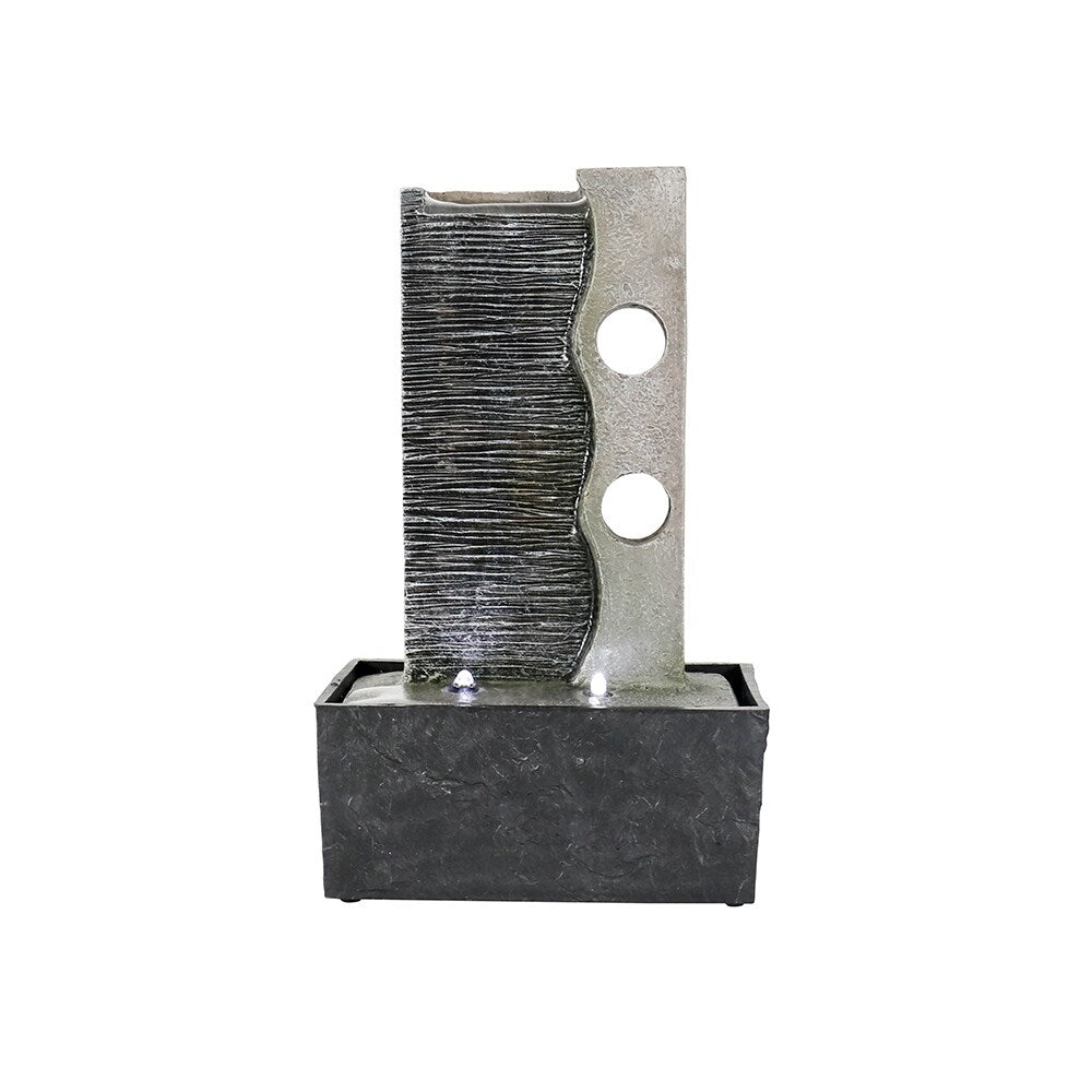 Indoor Slate Tabletop Fountain w/LED Light Meditation Feature for Home