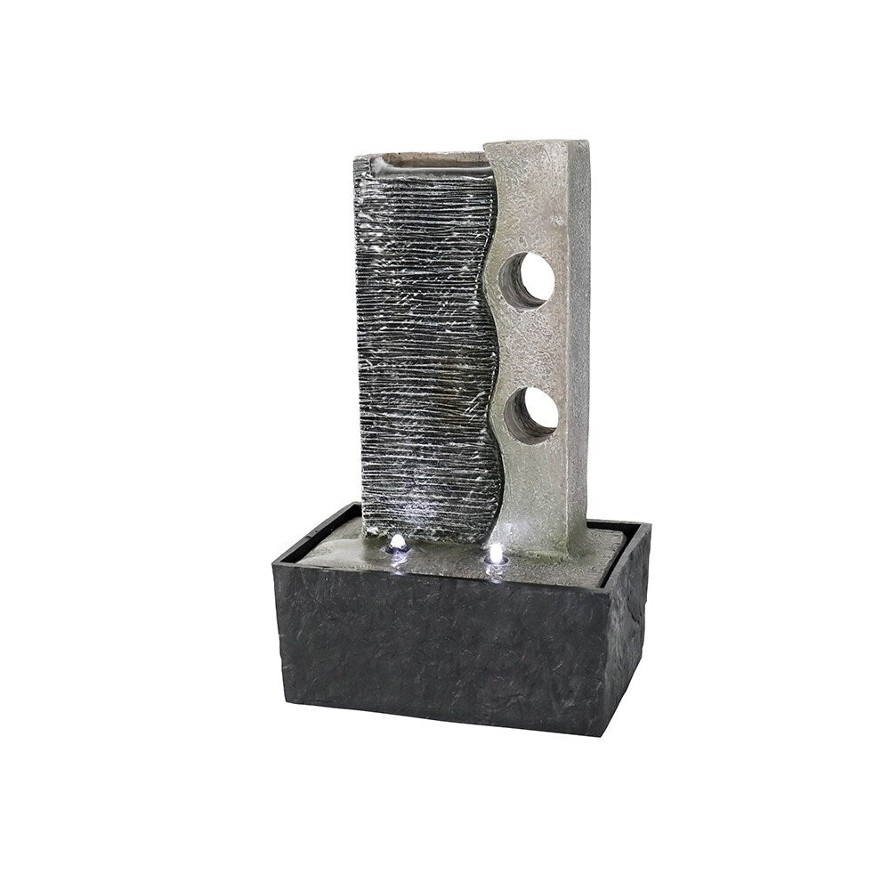 Indoor Slate Tabletop Fountain w/LED Light Meditation Feature for Home