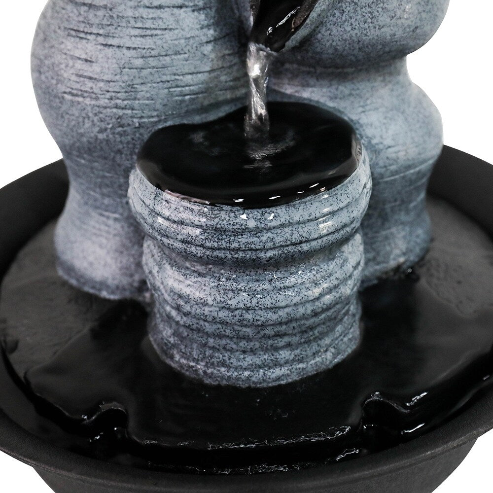 Indoor Water Fountain with LED Lights for Office, Living Room Decor