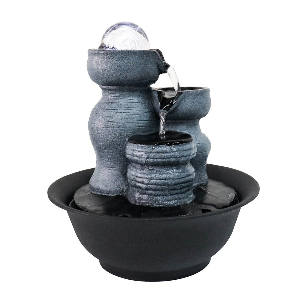 Indoor Water Fountain with LED Lights for Office, Living Room Decor