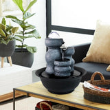 Indoor Water Fountain with LED Lights for Office, Living Room Decor