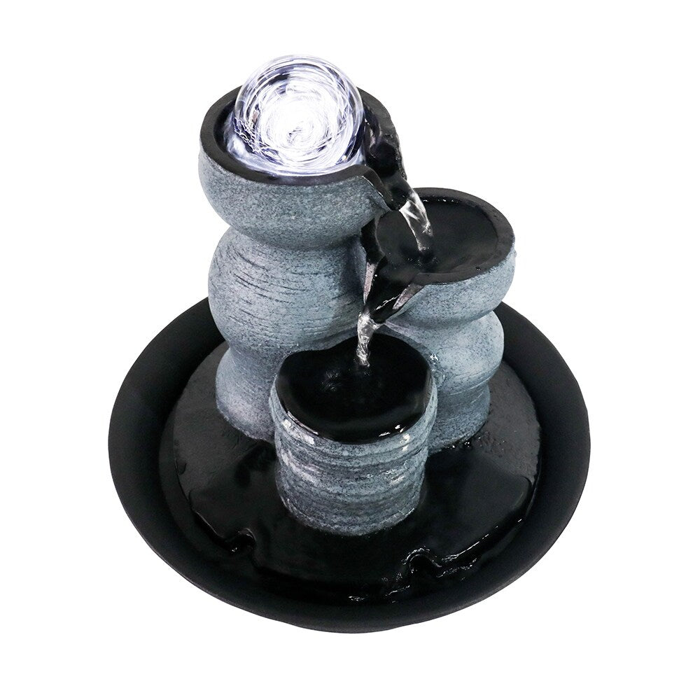 Indoor Water Fountain with LED Lights for Office, Living Room Decor