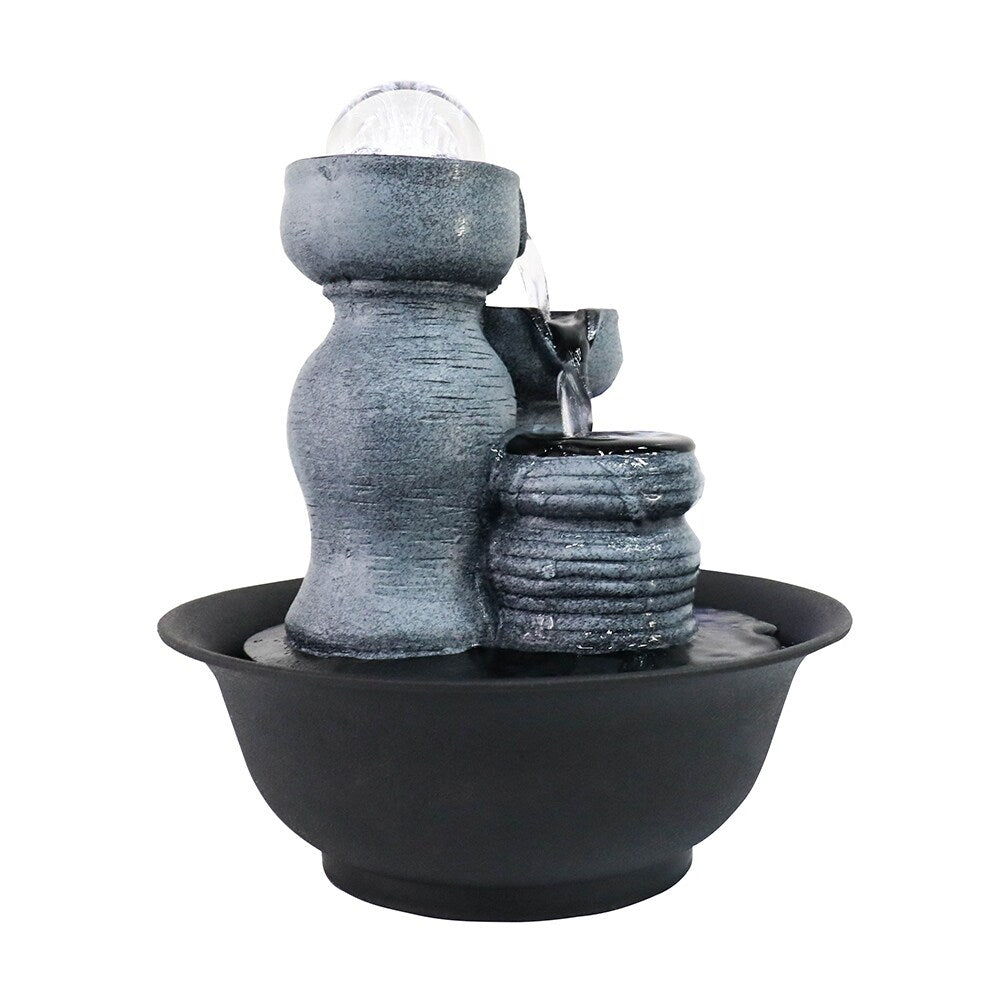Indoor Water Fountain with LED Lights for Office, Living Room Decor