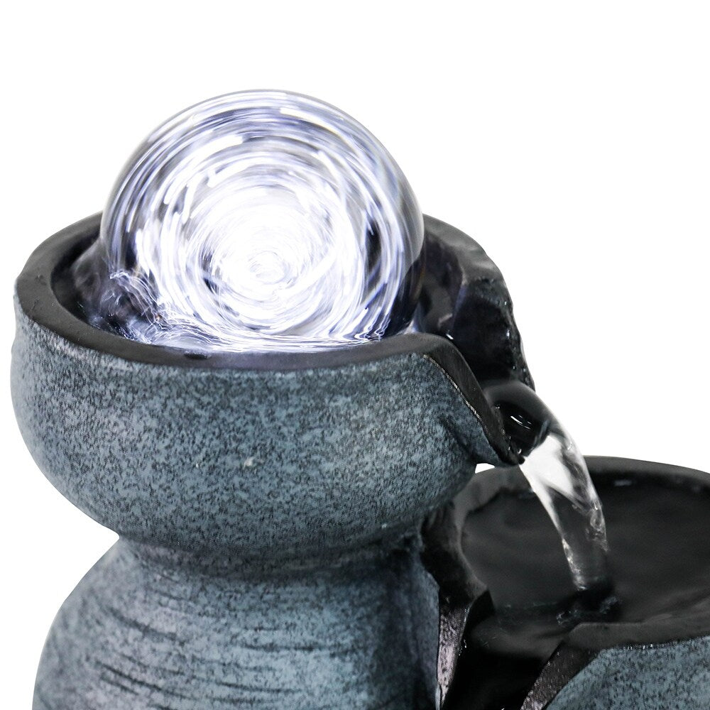 Indoor Water Fountain with LED Lights for Office, Living Room Decor