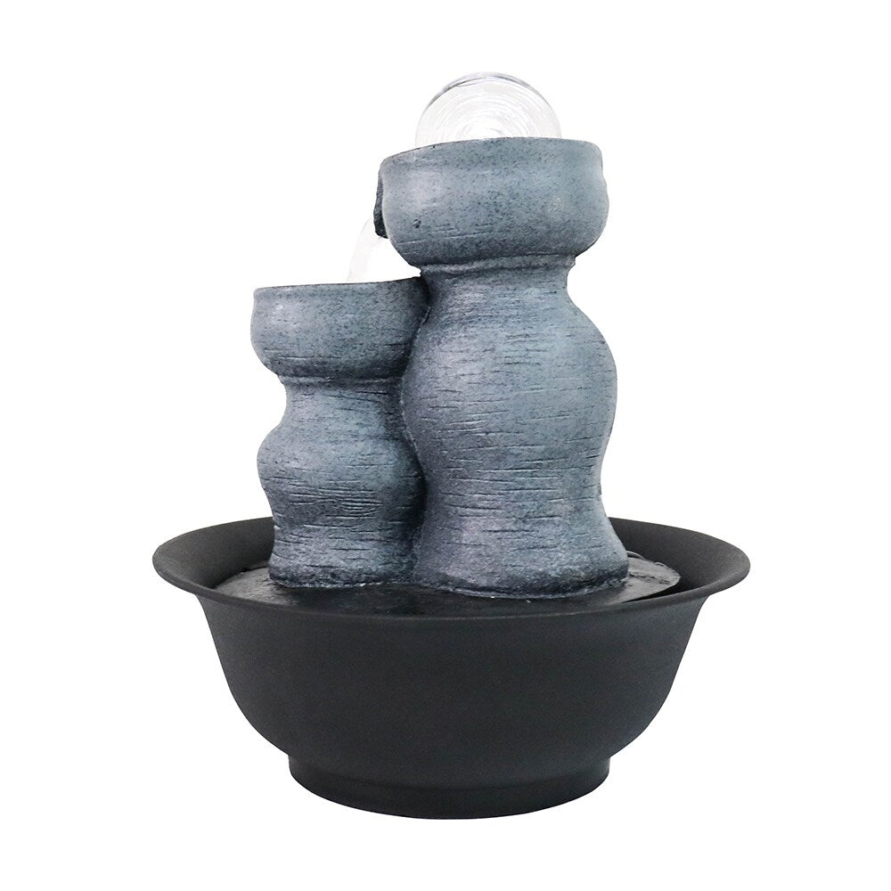 Indoor Water Fountain with LED Lights for Office, Living Room Decor
