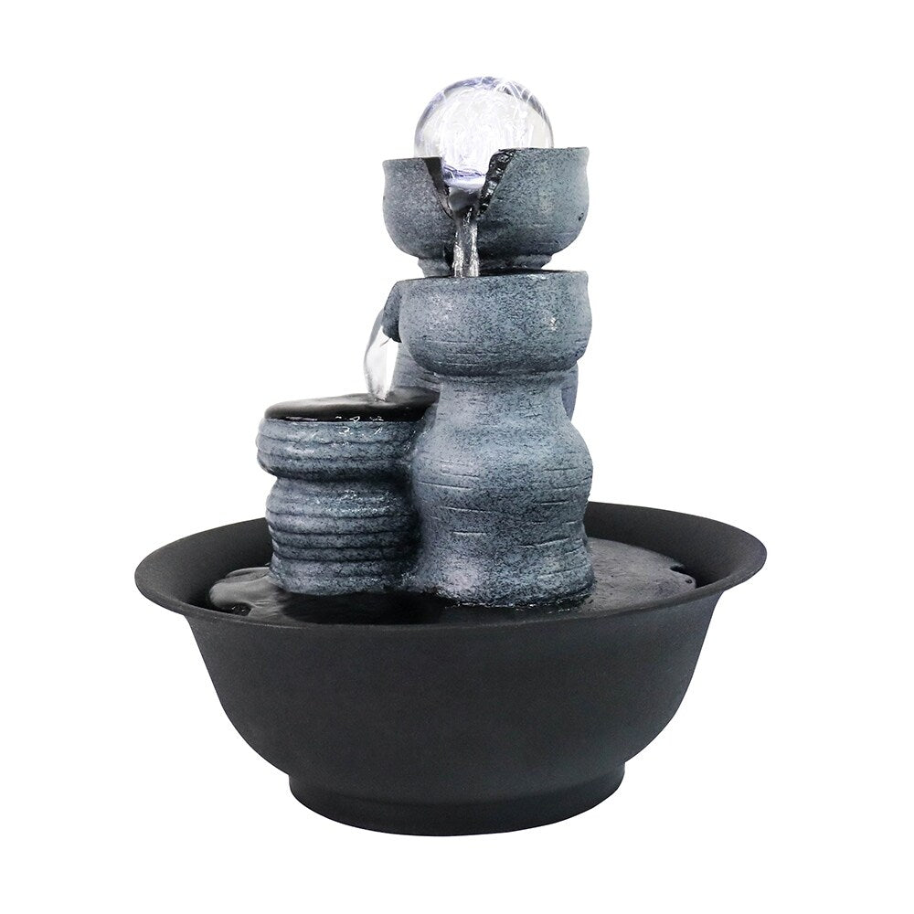 Indoor Water Fountain with LED Lights for Office, Living Room Decor