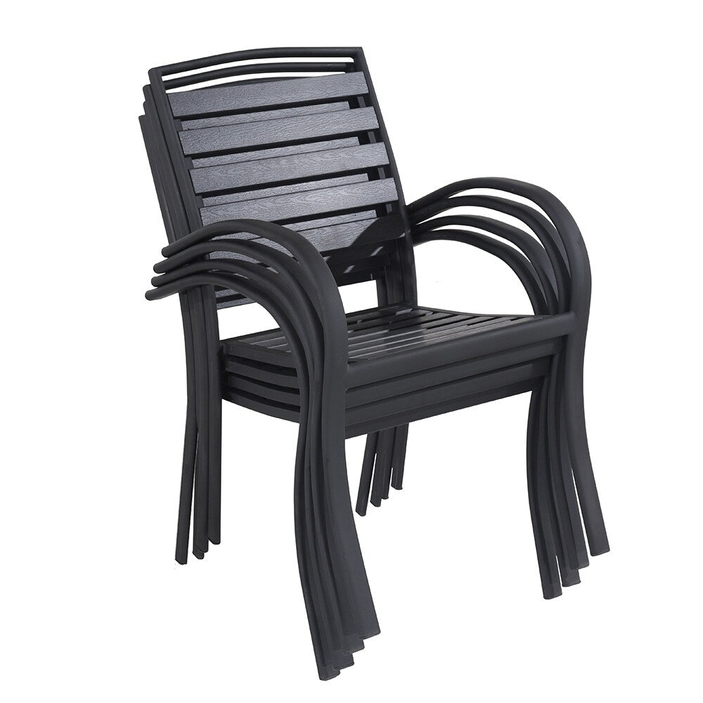Indoor and Outdoor Rectangle 51 In.Black Dining Table and Four Chairs