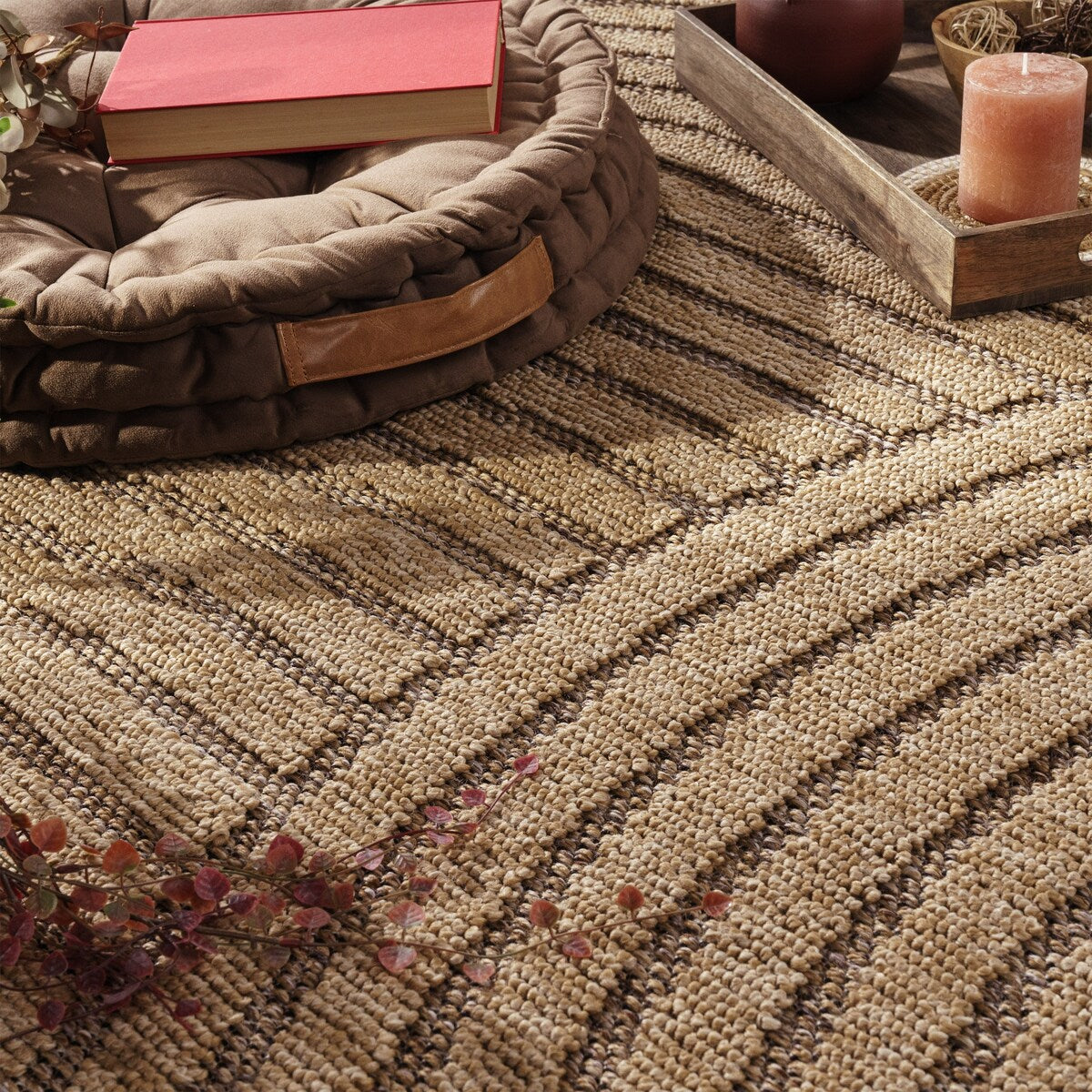 Indoor and Outdoor Rug Boho Look with Modern Curved Lines