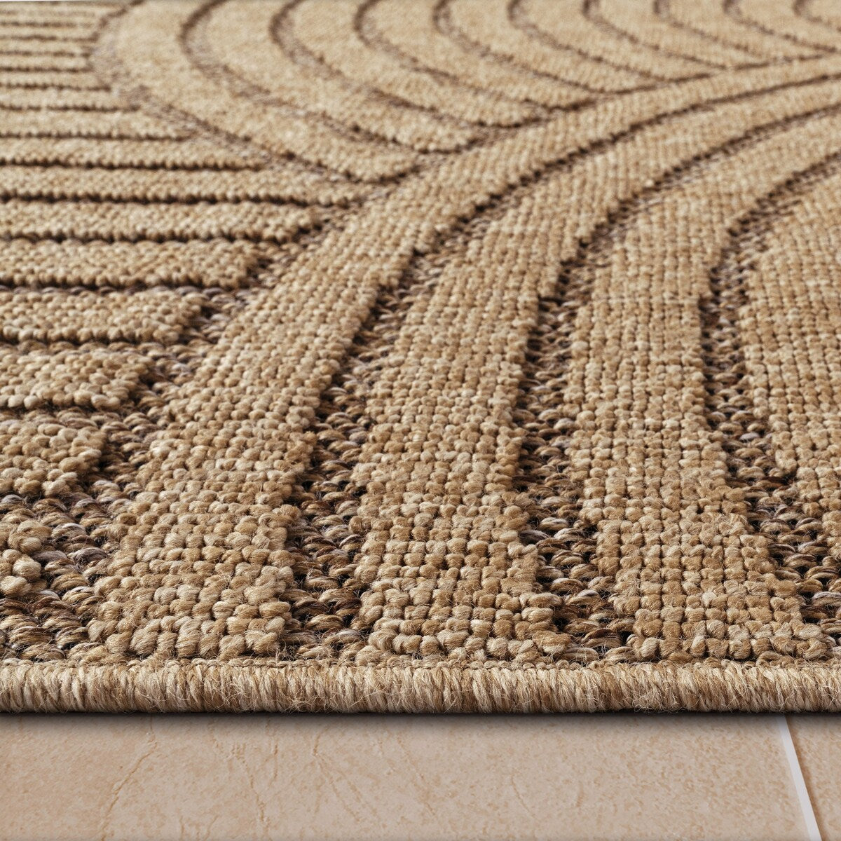 Indoor and Outdoor Rug Boho Look with Modern Curved Lines