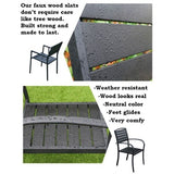 Indoor and Outdoor Square 25 Inch Black Dining Table with Two Chairs