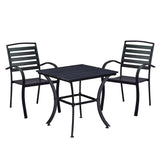 Indoor and Outdoor Square 25 Inch Black Dining Table with Two Chairs