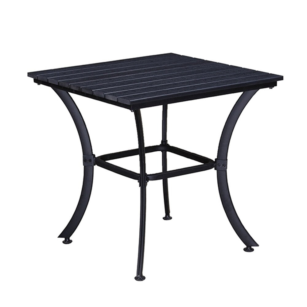 Indoor and Outdoor Square 25 Inch Black Dining Table with Two Chairs
