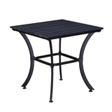 Indoor and Outdoor Square 25 Inch Black Dining Table with Two Chairs
