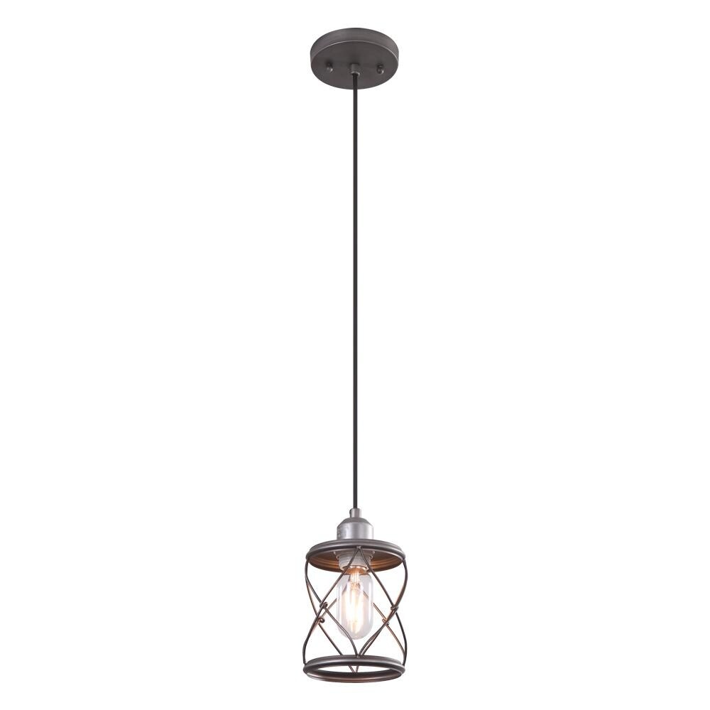 Industrial 1-light Mini Cage Pendant Light - Antiqued Silver