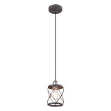 Industrial 1-light Mini Cage Pendant Light - Antiqued Silver