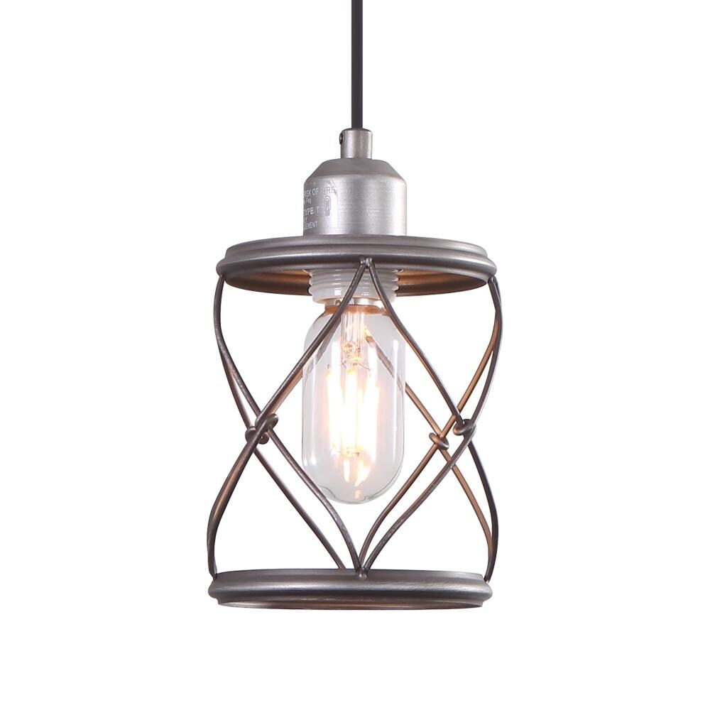 Industrial 1-light Mini Cage Pendant Light - Antiqued Silver
