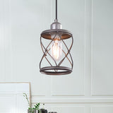 Industrial 1-light Mini Cage Pendant Light - Antiqued Silver