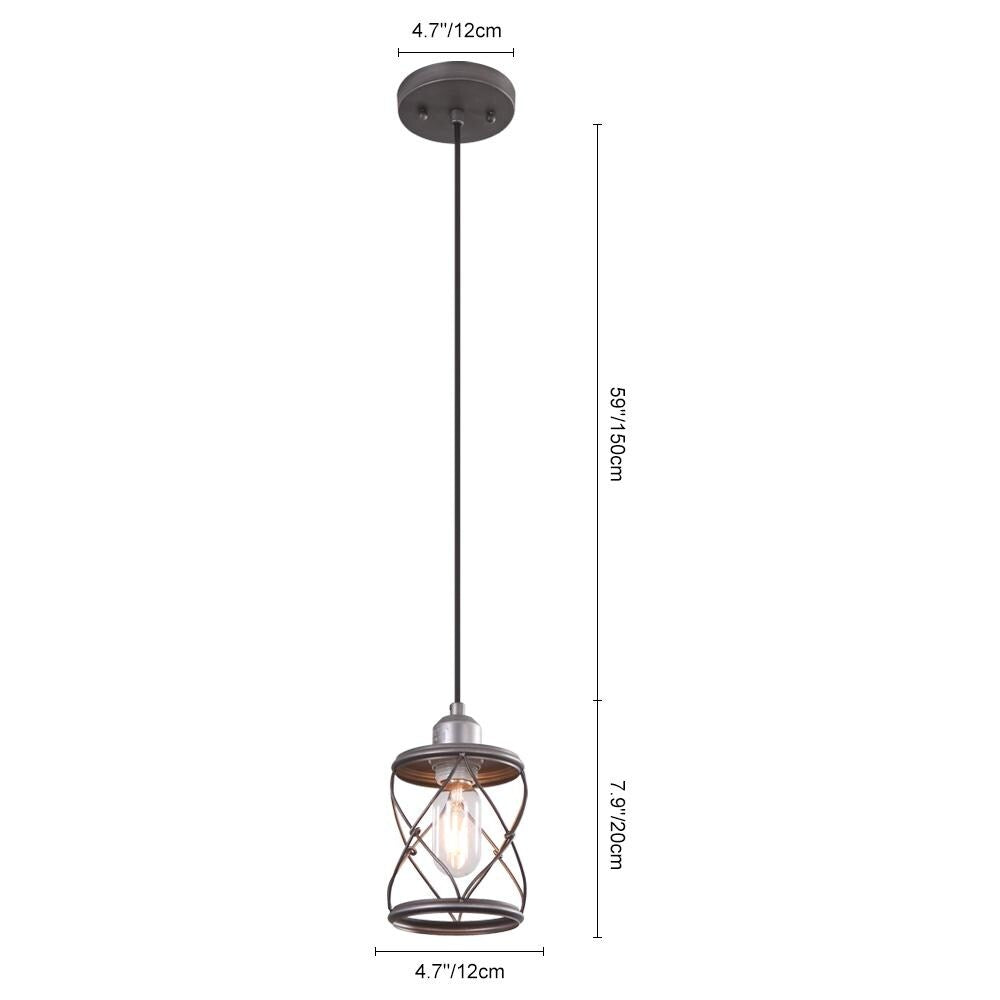 Industrial 1-light Mini Cage Pendant Light - Antiqued Silver