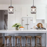 Industrial 1-light Mini Cage Pendant Light - Antiqued Silver