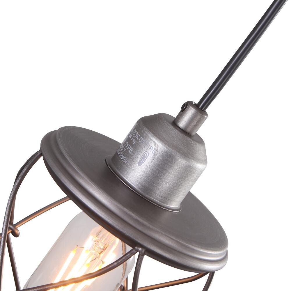 Industrial 1-light Mini Cage Pendant Light - Antiqued Silver