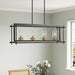 Industrial 4-Light Black Metal Frame Linear Rectangle Chandelier with Glass Shades