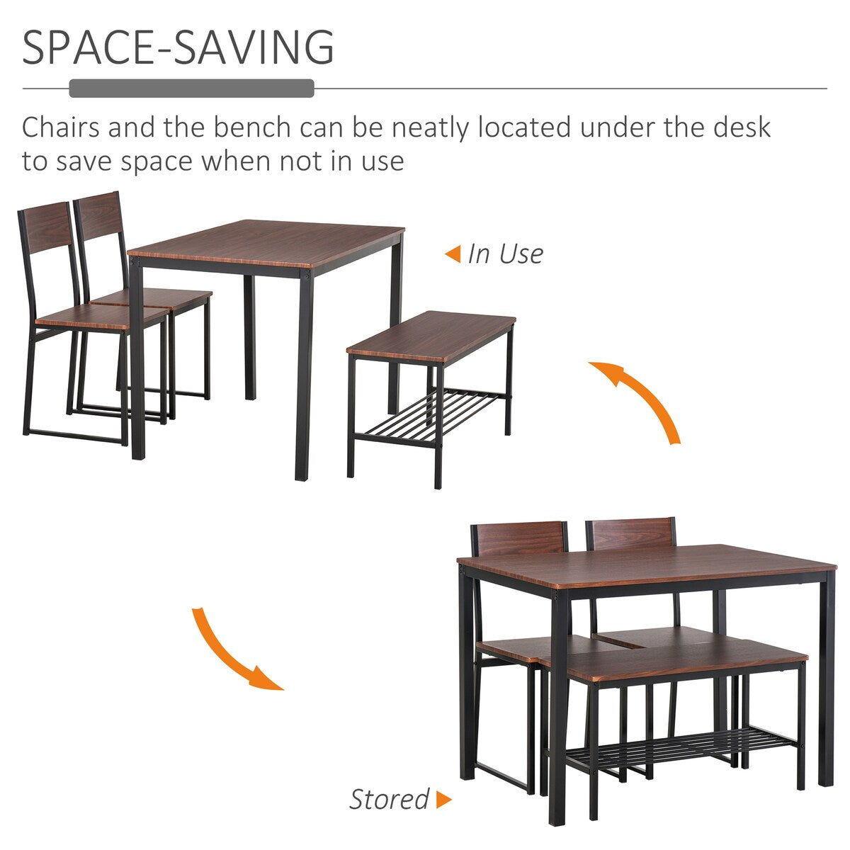 Industrial 4 Piece Dining Room Table Set