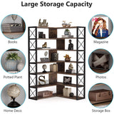 Industrial 6-Tier Corner Bookshelf Etagere Bookcase