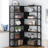 Industrial 6-Tier Corner Bookshelf Etagere Bookcase