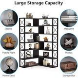 Industrial 6-Tier Corner Bookshelf Etagere Bookcase