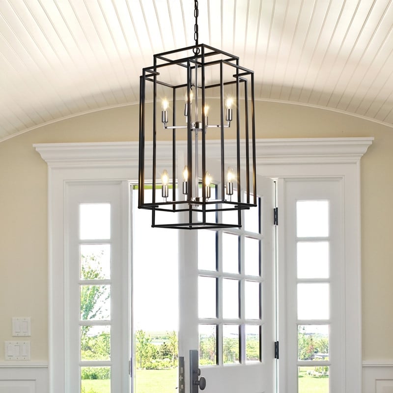 Industrial 8-Lights Hanging Chandelier Tiered Pendant Light Fixtures for Entryway, Foyer,Kitchen Island
