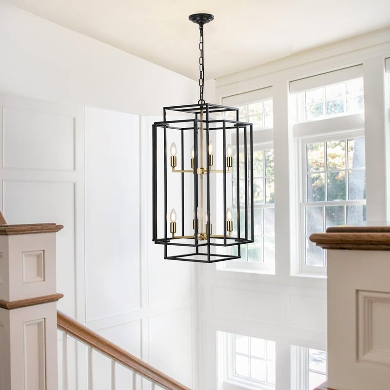 Industrial 8-Lights Hanging Chandelier Tiered Pendant Light Fixtures for Entryway, Foyer,Kitchen Island
