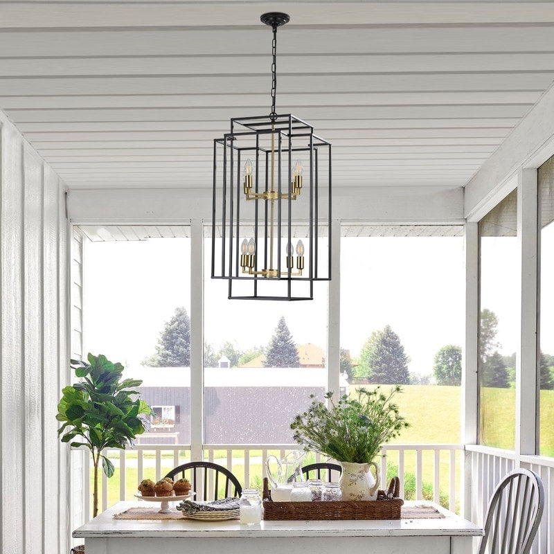 Industrial 8-Lights Hanging Chandelier Tiered Pendant Light Fixtures for Entryway, Foyer,Kitchen Island