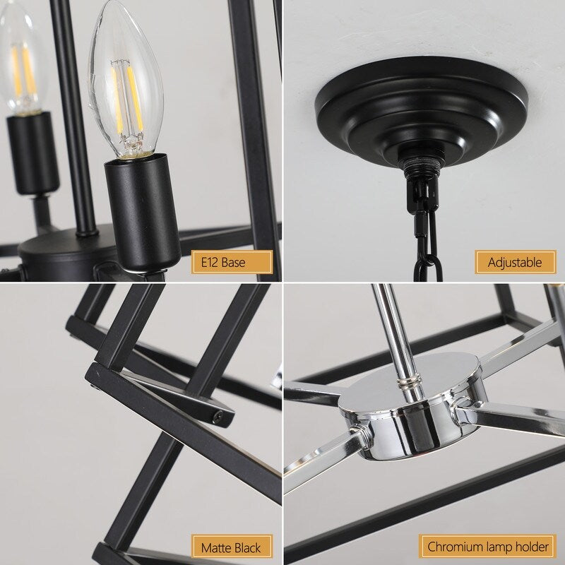 Industrial 8-Lights Hanging Chandelier Tiered Pendant Light Fixtures for Entryway, Foyer,Kitchen Island