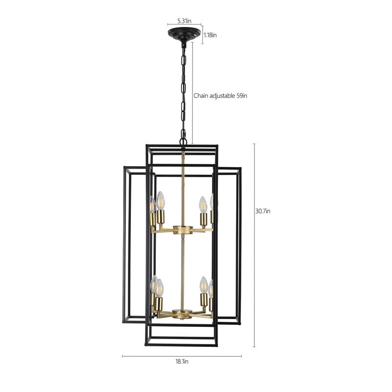 Industrial 8-Lights Hanging Chandelier Tiered Pendant Light Fixtures for Entryway, Foyer,Kitchen Island