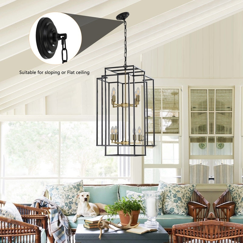 Industrial 8-Lights Hanging Chandelier Tiered Pendant Light Fixtures for Entryway, Foyer,Kitchen Island