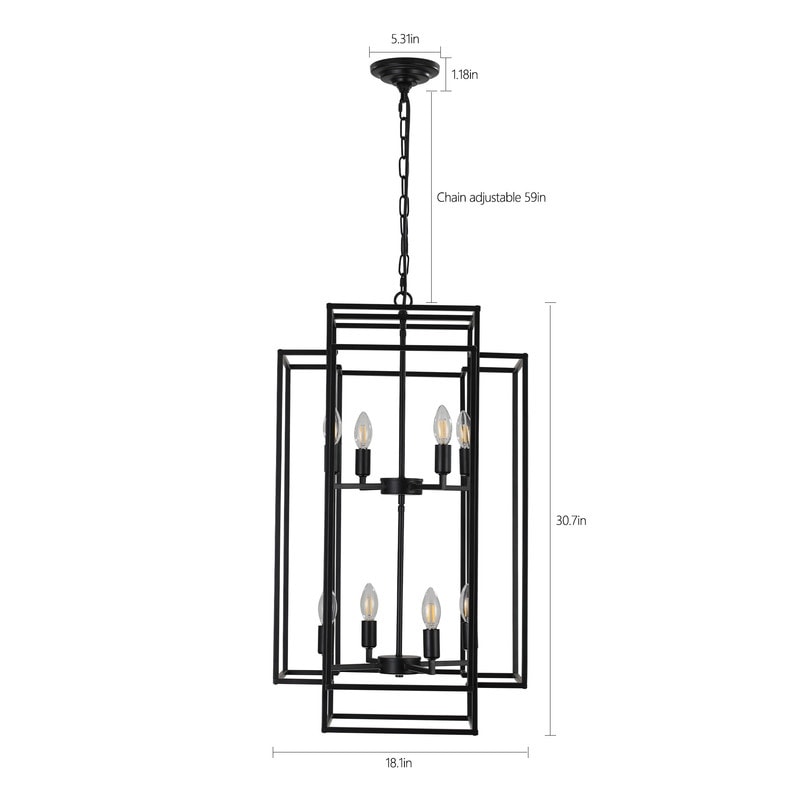 Industrial 8-Lights Hanging Chandelier Tiered Pendant Light Fixtures for Entryway, Foyer,Kitchen Island