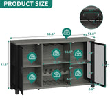 Industrial Bar Cabinet for Liquor and Glasses Coffee Bar Cabinet with Wine Racks Mesh Door Glass Holders