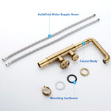 Industrial Bathroom Sink Faucet Single Hole with 2 Handle in Gold